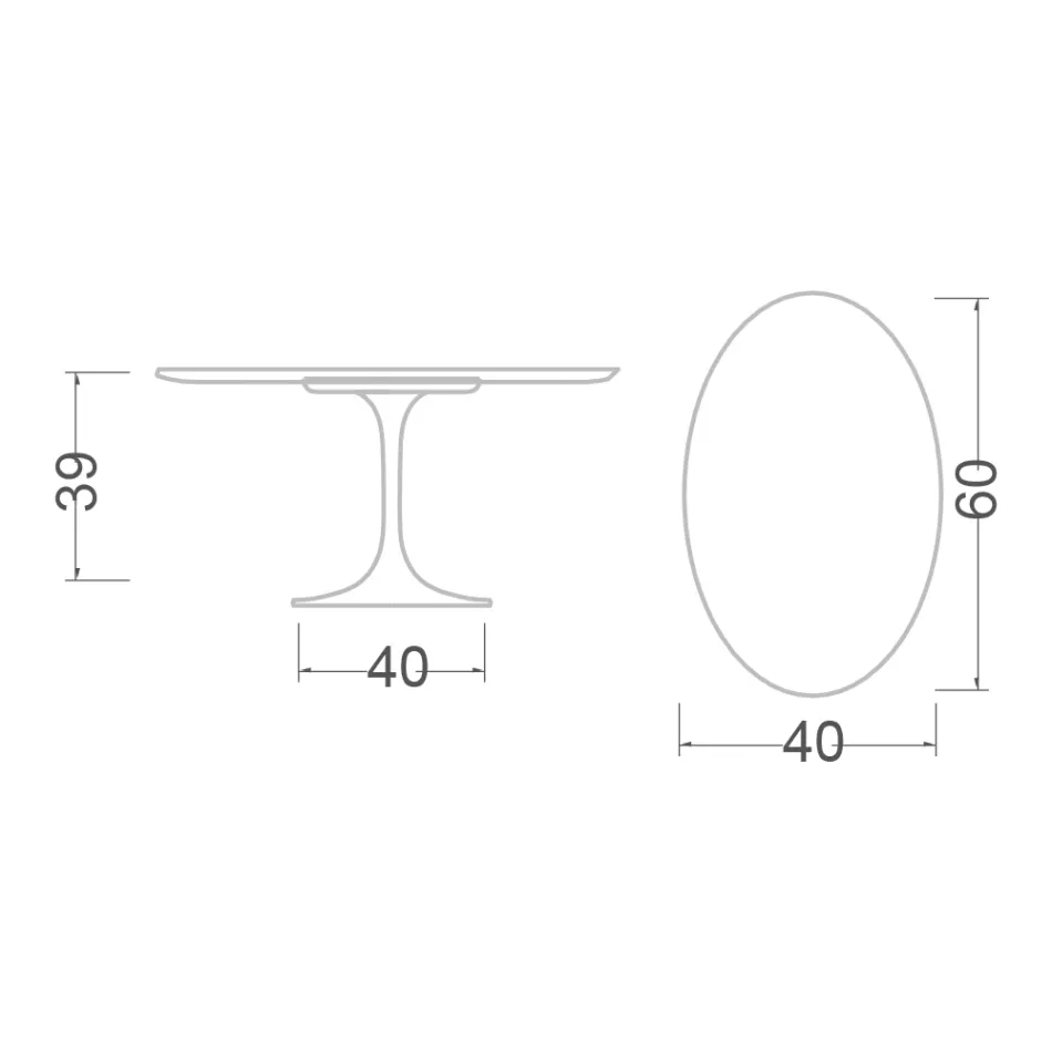 Tavolinë kafeje tulipani Eero Saarinen H 39 Oval në të zezë Laminat i lëngshëm Made in Italy - Scarlet Viadurini