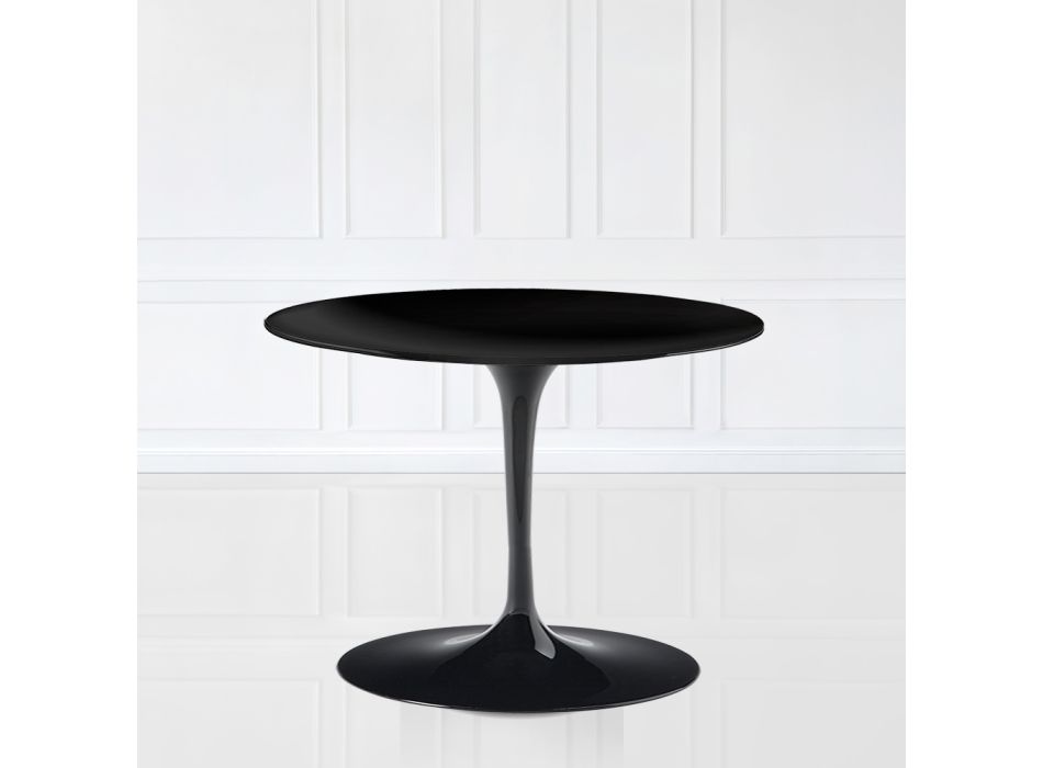 Tavolinë kafeje tulipani Eero Saarinen H 39 Oval në të zezë Laminat i lëngshëm Made in Italy - Scarlet Viadurini