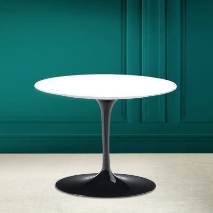 Tavolinë kafeje tulipani Eero Saarinen H 41 në qeramikë absolute e bardhë e prodhuar në Itali - Scarlet Viadurini