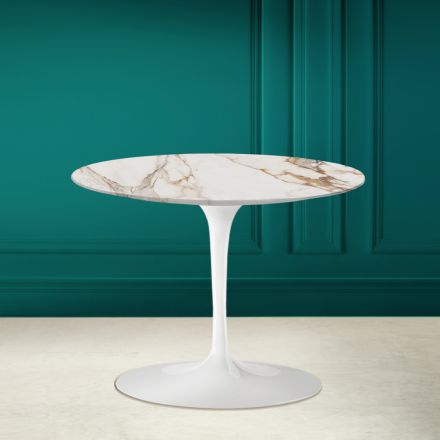 Tavolinë kafeje tulipani Eero Saarinen H 41 në qeramike Calacatta Antike e Bardhë - Scarlet Viadurini
