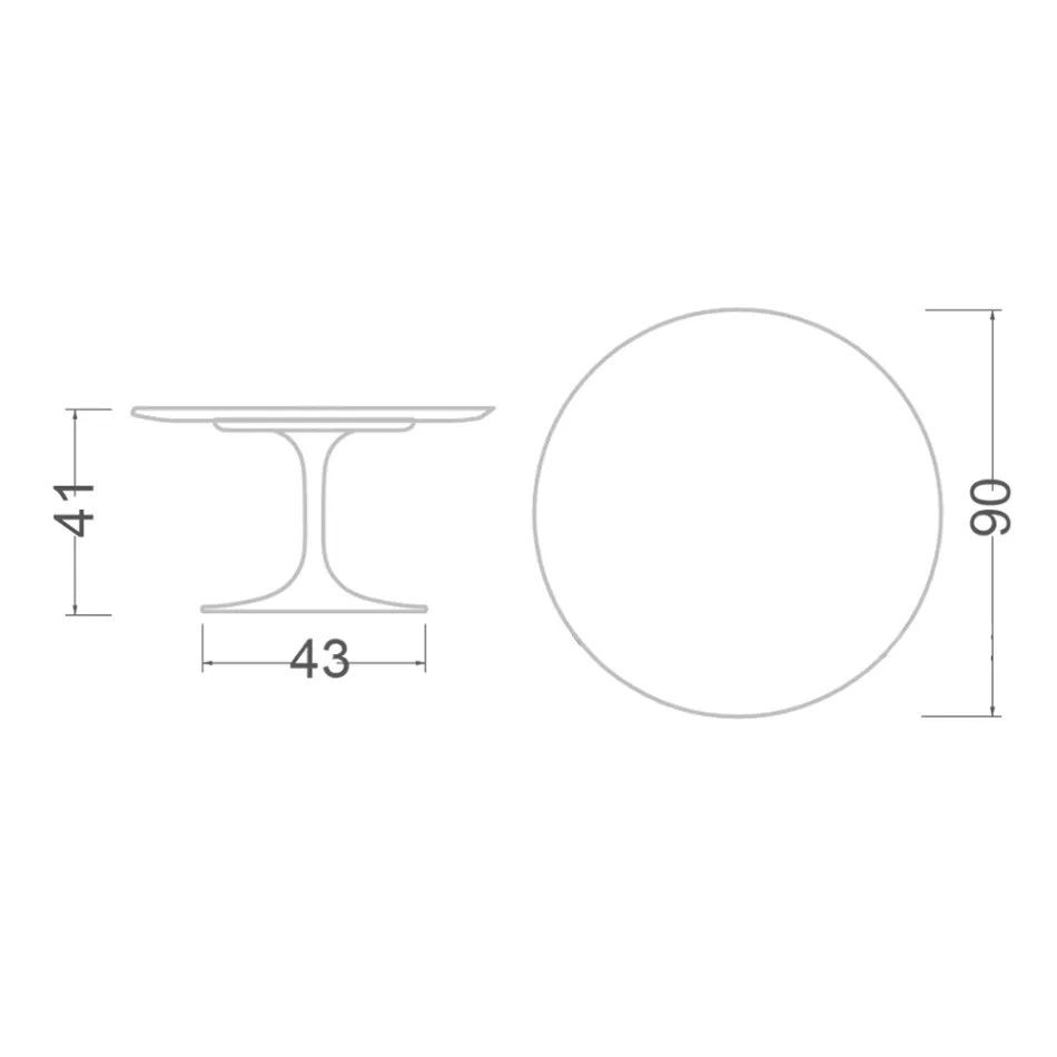 Tavolinë kafeje tulipani Eero Saarinen H 41 në qeramikë absolute e zezë Prodhuar në Itali - Scarlet Viadurini