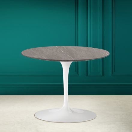 Tavolinë kafeje tulipani Eero Saarinen H 41 në qeramikë me gurë gri Made in Italy - Scarlet Viadurini