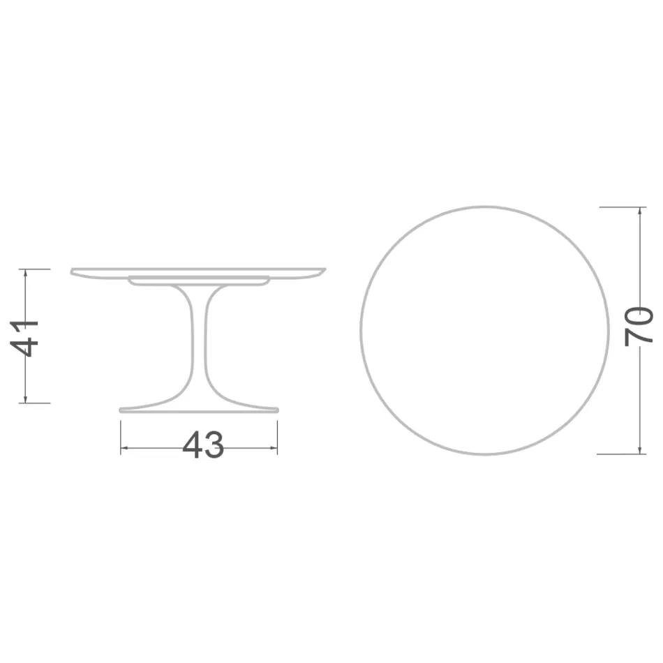 Tavolinë kafeje tulipani Eero Saarinen H 41 në Qeramikë Statuary Full Vein Made in Italy - Scarlet Viadurini