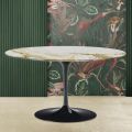 Tavolinë kafeje ovale Tulip Eero Saarinen H 41 me majë prej mermeri të artë Calacatta - Scarlet
