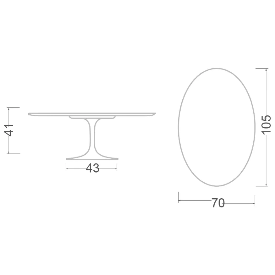 Tavolinë kafeje tulipani ovale Eero Saarinen H 41 me bluzë mermeri Alpi jeshil Made in Italy - Scarlet Viadurini