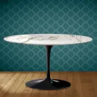 Tavolinë kafeje Eero Saarinen H 41 Oval Tulip në Ngjyrë Qeramike Aura 22 Prodhuar në Itali - Scarlet Viadurini