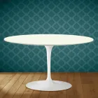 Tavolinë kafeje Eero Saarinen H 41 Oval Tulip në Qeramikë Moonè, e Prodhuar në Itali - Scarlet Viadurini
