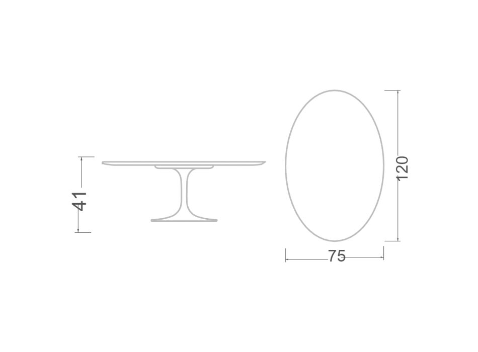 Tavolinë kafeje tulipani Eero Saarinen H 41 Oval në Qeramikë Sirius Made in Italy - Scarlet Viadurini