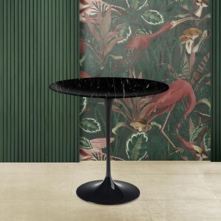 Tavolinë kafeje tulipani Eero Saarinen H 52 me mermer të zi Marquinia Made in Italy - Scarlet Viadurini