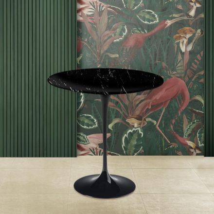 Tavolinë kafeje tulipani Eero Saarinen H 52 në mermer të zi Marquinia Prodhuar në Itali - Scarlet Viadurini