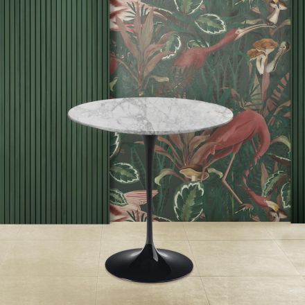 Tavolinë kafeje tulipani Eero Saarinen H 52 Rrumbullakët në Mermer Arabescato Made in Italy - Scarlet Viadurini