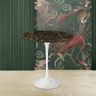 Tavolinë kafeje tulipani Eero Saarinen H 52 e rrumbullakët në mermer të errët Emperador Prodhuar në Itali - Scarlet Viadurini