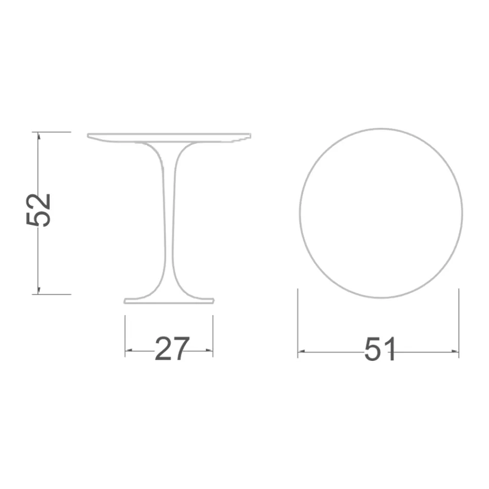 Tavolinë kafeje tulipani Eero Saarinen H 52 e rrumbullakët në mermer të errët Emperador Prodhuar në Itali - Scarlet Viadurini