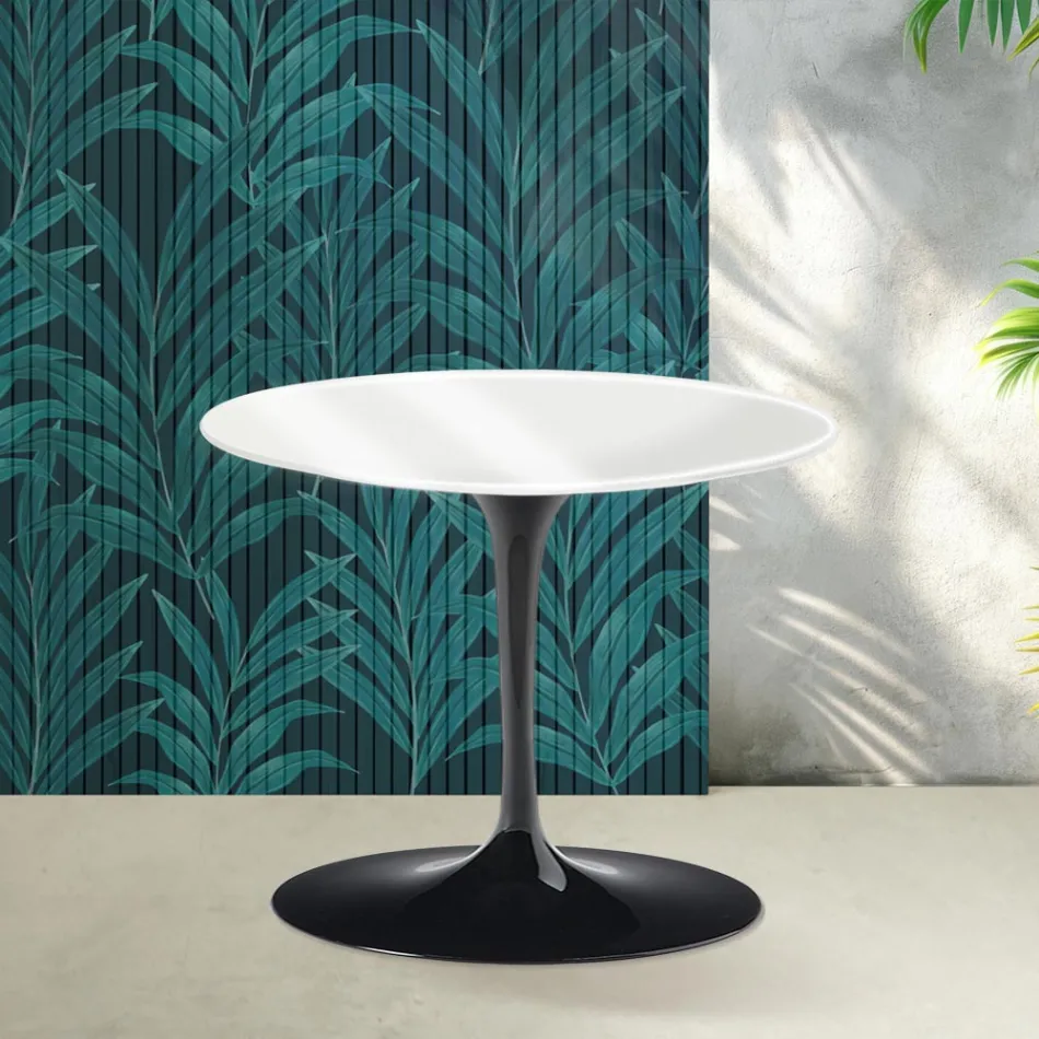 Tavolinë kafeje Saarinen Tulip H 39 cm në Qeramikë Florim të Bardhë me Shkëlqim - Scarlet Viadurini