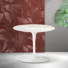 Tavolinë kafeje Saarinen Tulip H 39 cm në ngjyrë Florim Calacatta Gold Qeramikë Mat - Scarlet Viadurini