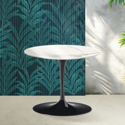 Tavolinë kafeje Saarinen Tulip H 39 cm në ngjyrë qeramike me shkëlqim Statuario Florim - Scarlet Viadurini