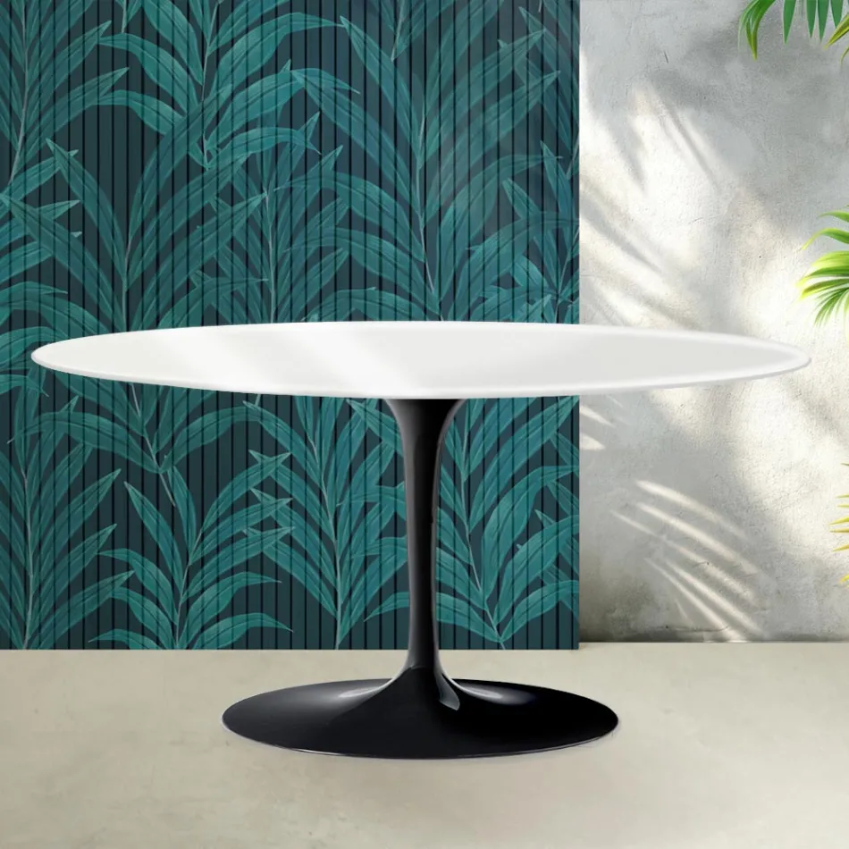Tavolinë kafeje Saarinen Tulip H 41 cm në Qeramikë Florim të Bardhë me Shkëlqim - Scarlet Viadurini