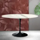 Tavolinë kafeje Saarinen Tulip H 41 cm në ngjyrë qeramike mat Florim Statuario - e kuqe e ndezur Viadurini