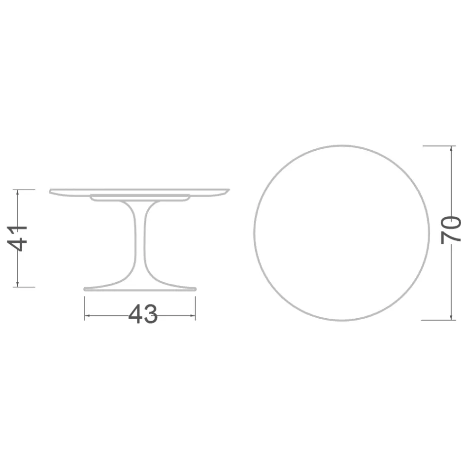 Tavolinë kafeje Tulip Saarinen H 41 me laminat të bardhë të lëngshëm Made in Italy - Scarlet Viadurini