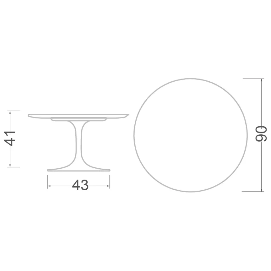 Tavolinë kafeje Tulip Saarinen H 41 me laminat të zi të lëngshëm Made in Italy - Scarlet Viadurini