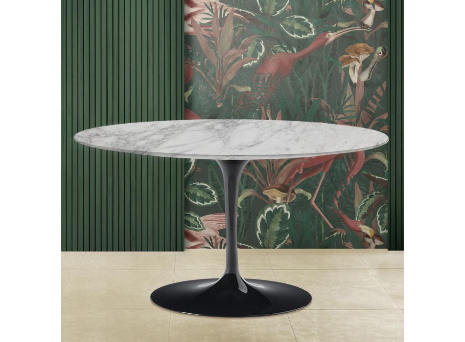 Tavolinë kafeje Tulip Saarinen H 41 me majë mermeri Arabescato Prodhuar në Itali Viadurini