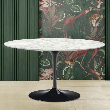 Tavolinë kafeje Tulip Saarinen H 41 me majë mermeri Carrara Prodhuar në Itali Viadurini