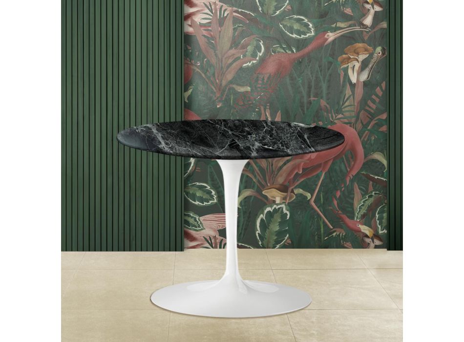 Tavolinë kafeje Tulip Saarinen H 41 me majë mermeri Verde Alpi Prodhuar në Itali Viadurini