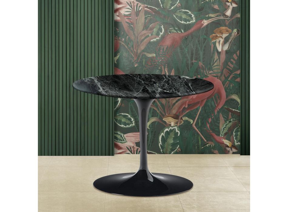 Tavolinë kafeje Tulip Saarinen H 41 me mermer jeshil Alpi Prodhuar në Itali Viadurini