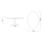 Tavolinë kafeje Tulip Saarinen H 41 me majë ovale në laminat të lëngshëm të bardhë Made in Italy - Scarlet Viadurini