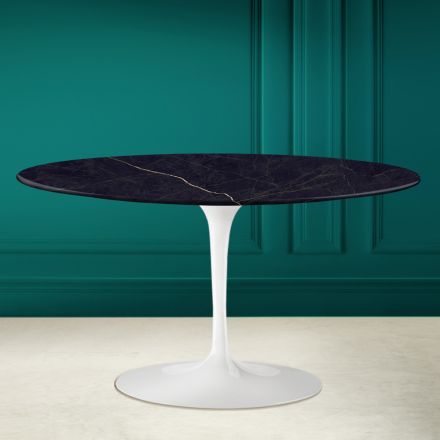 Tavolinë kafeje ovale Tulip Saarinen H 41 me majë qeramike Noir Laurent Viadurini