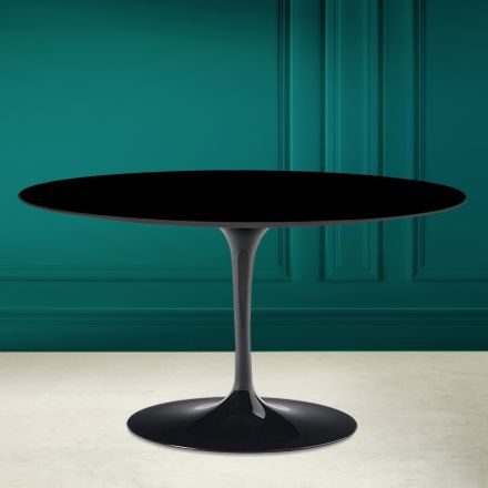 Tavolinë kafeje ovale Tulip Saarinen H 41 në qeramikë absolute të zezë Prodhuar në Itali - Scarlet Viadurini