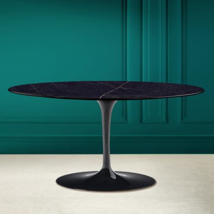 Tavolinë kafeje ovale Tulip Saarinen H 41 në qeramikë Noir Laurent Prodhuar në Itali - Scarlet Viadurini