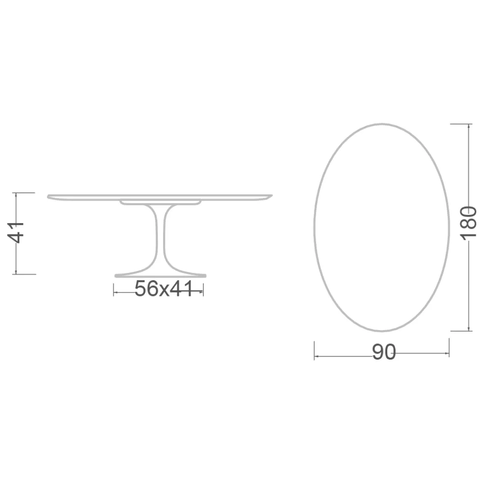 Tavolinë kafeje ovale Tulip Saarinen H 41 në qeramikë Statuary Full Vein Viadurini