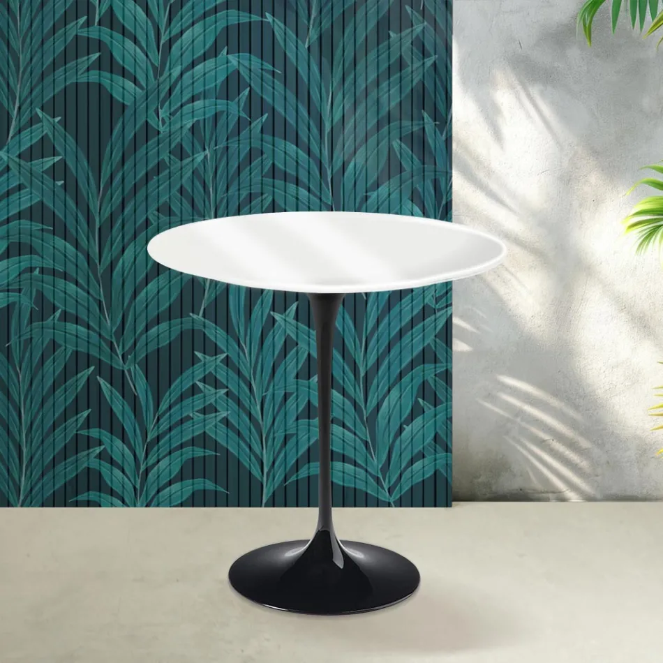 Tavolinë kafeje Saarinen Tulip H 52 cm në Qeramikë Florim të Bardhë me Shkëlqim - Scarlet Viadurini
