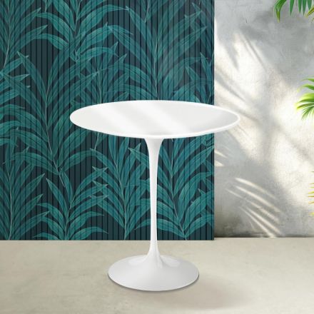 Tavolinë kafeje Saarinen Tulip H 52 cm në Qeramikë Florim të Bardhë me Shkëlqim - Scarlet Viadurini