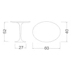 Tavolinë kafeje Tulip Saarinen H 52 me majë ovale me laminat të lëngshëm të zi Made in Italy - Scarlet Viadurini