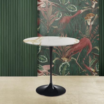 Tavolinë kafeje Tulip Saarinen H 52 me majë ovale në mermer karacatta ari Prodhuar në Itali - Scarlet Viadurini