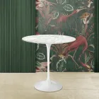 Tavolinë kafeje Tulip Saarinen H 52 me sipërme mermeri ovale Carrara Made in Italy - Scarlet Viadurini