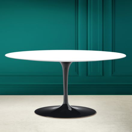 Tavolinë kafeje ovale Tulip Saarinen H 41 në të bardhë Absolute Made in Italy - Scarlet Viadurini