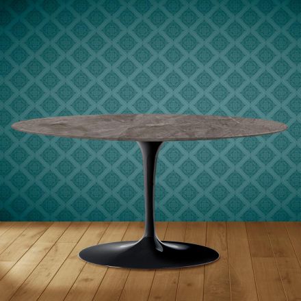 Tavolinë kafeje Ovale Tulip Saarinen H 41 në Kira Qeramike Prodhuar në Itali - Scarlet Viadurini