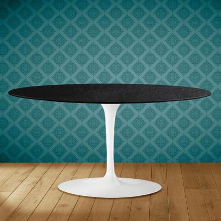 Tavolinë kafeje ovale Tulip Saarinen H 41 në qeramikë Sirius Prodhuar në Itali - Scarlet Viadurini