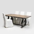 Tavolinë prej druri pishe 200x100 cm me bazë larjeje antike - Aieta Viadurini