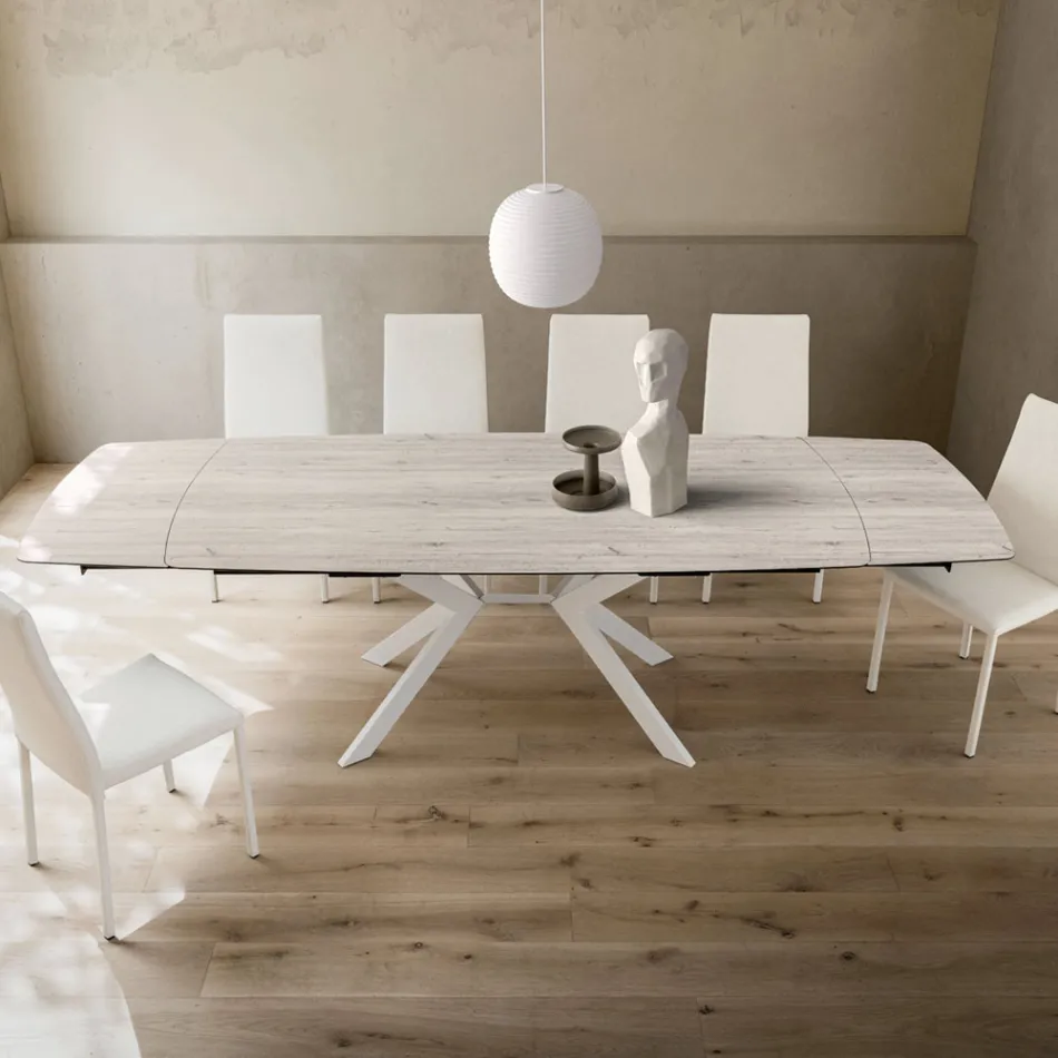 Tavolinë me fuçi e zgjerueshme në 240 ose 280 cm në HPL dhe Metal - Aktualisht Viadurini