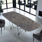 Tavolinë moderne në formë fuçi në hipermermer dhe çelik Prodhuar në Itali – Ezzellino Viadurini