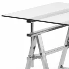 Tabela e çelikut / qelqit e rregullueshme në lartësi (L190xH72 / 74 / 78xP90cm) Cristal Viadurini