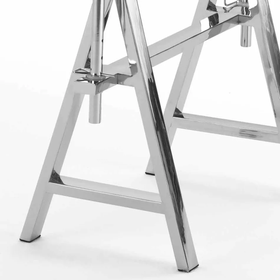 Tabela e çelikut / qelqit e rregullueshme në lartësi (L190xH72 / 74 / 78xP90cm) Cristal Viadurini