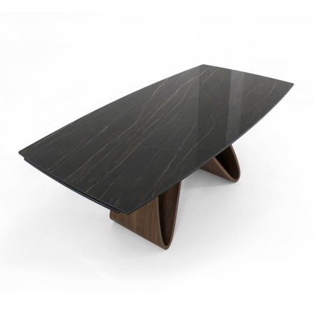 Tavolinë e zgjerueshme deri në 276 cm në Noir Desir Qeramike Prodhuar në Itali - Ekuatori Viadurini