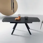 Tavolinë e Zgjerueshme 140/210x90 cm në Gurë të Sintezuar me Efekt Mermeri - Atrium Viadurini