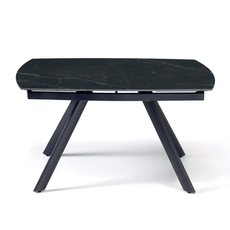 Tavolinë e Zgjerueshme 140/210x90 cm në Gurë të Sintezuar me Efekt Mermeri - Atrium Viadurini