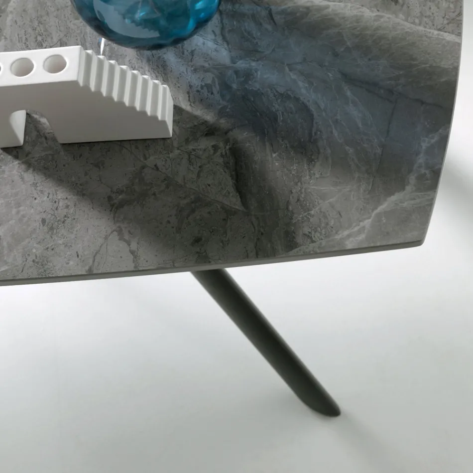 Tavolinë e Zgjerueshme 140/210x90 cm në Gurë të Sintezuar me Efekt Mermeri - Atrium Viadurini